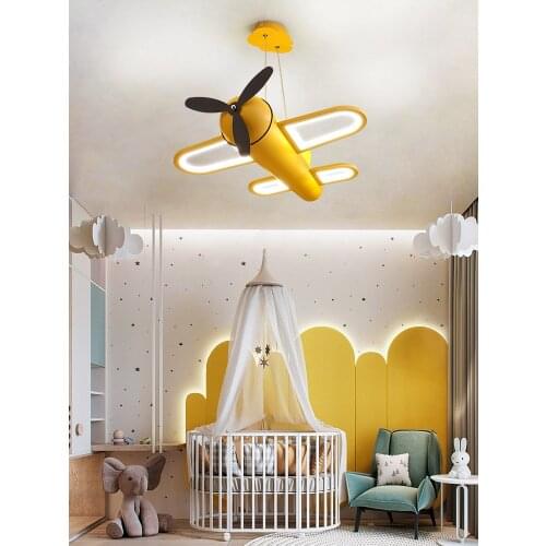Simple and modern childrens room chandelier creative personality study bedroom LED eye protection cartoon lamp
