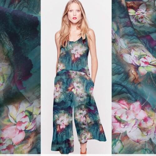 Digital printing natural silk fabric 16 mm crepe de chine silk fabric meter shirt dress crepe fabric wholesale silk cloth