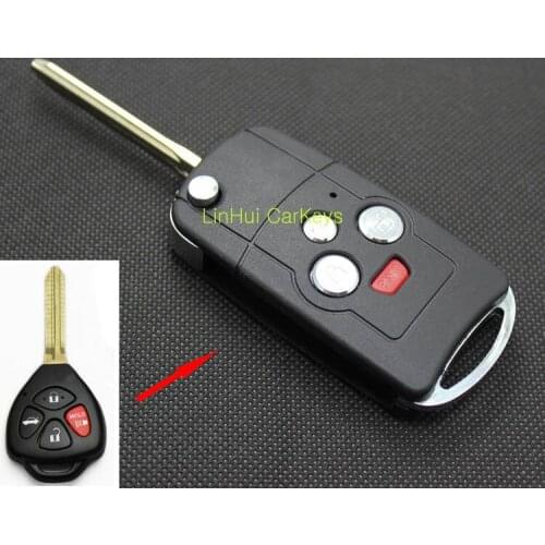 PINECONE for TOYOTA CAMRY Key Case 3+1 Panic Buttons Uncut Blank Brass Blade Modified Remote Keys ABS Shell 1PC