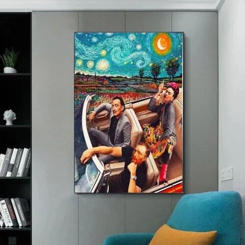 Funny Art Van Gogh and Mona Lisa Canvas Posters and Prints Abstract Famous Modern Wall Art Pictures Home Decoration