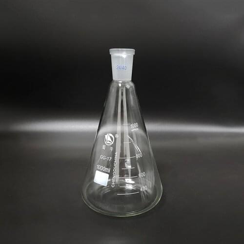High quality 24/40 1000ml/1L Glass Erlenmeyer Flask Conical Bottle Lab Chemistry Glassware Supplies