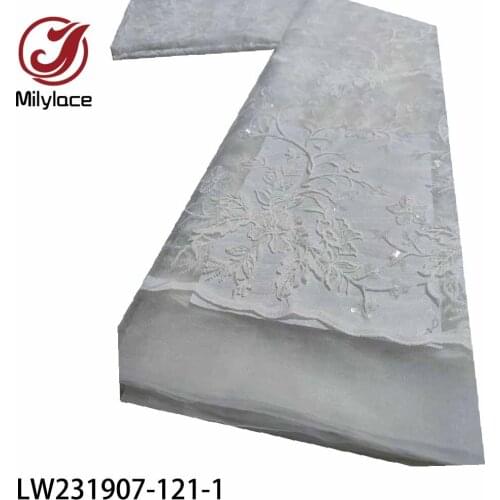 Higher Quality Lace Fabric Bridal Dress Sequins Fabric Elegant Pure White Lace Fabric for Dress Fabric LW231907-121