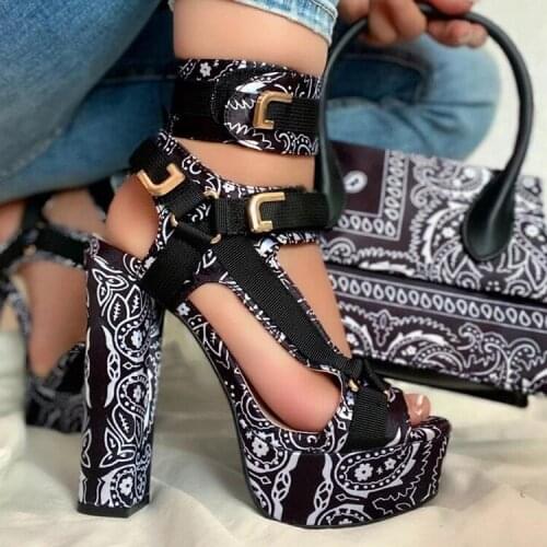 Sexy Women Sandal High Heels Gladiator Ankle Strap Sandals 2021 Hot Summer Ladies Party Pumps Shoes Sandalia Feminina Big 35-43