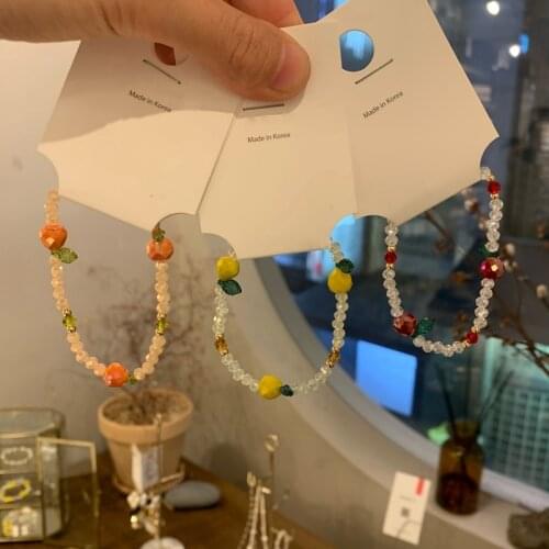 MENGJIQIAO Wholesale Cute Fruit Acrylic Beads Elastic Rings For Women Girls Summer Holiday Finger Knuckle Rings Fashion Jewelry