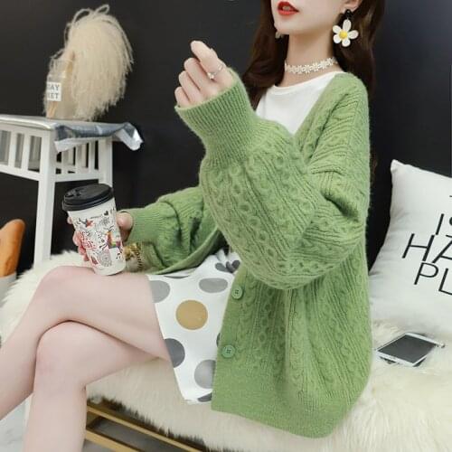Women sweaters cardigan 2020 fashion New winter celebrity languid female brief paragraph loose sweaters Woman clothing LXJ2022