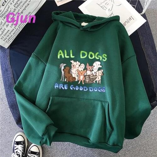All Dogs Are Good Dogs Women Sweatshirts Vintage Kawaii Clothing Aesthetic Hoodies Graphic Hoodies Pink Tops Clothes for Teens