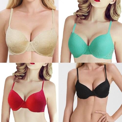 Ladies Secret Women Sexy Underwire Padded Push Up Embroidery Lace Bra 70 75 80 85 90 95 100 A B C D E Bralette Plus Size