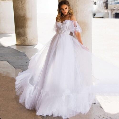 Princess Wedding Dress 2020 Beading Spaghetti Straps Sweetheart Applique Tulle A-line Bridal Wedding Dresses Vestido De Novia