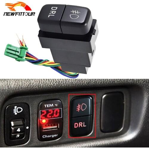 1PC Dual Switch Car Front Fog Light Switch Daytime Running Light DRL Button With Connection Wire for Mitsubishi