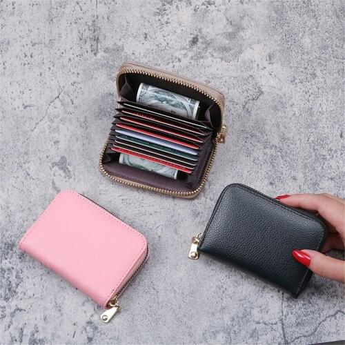 1pcs 2021 New Coin Purse All-in-one Bag Solid Color lychee Pattern Organ Card Bag Womens ID Card Bag Card Holder Accessories