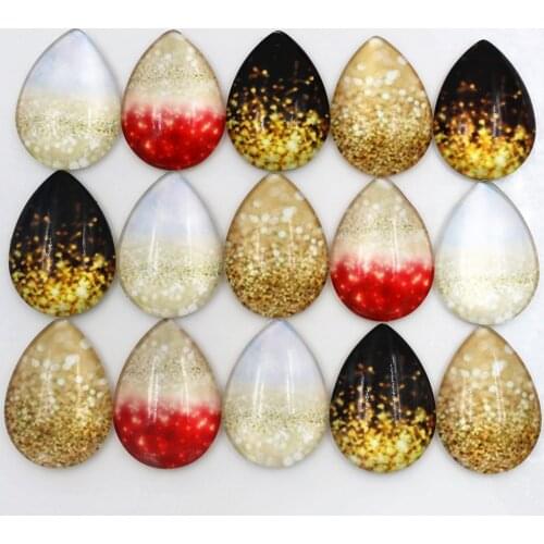 10pcs/lot 18x25mm Mixed Handmade Photo Glass Drop Style Cabochons Pattern Domed Jewelry Accessories Supplies (D6-02)