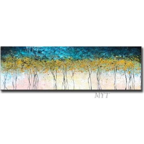 A Yellow Wood Forest Under The Blue Sky Abstract 100% Handpainted Modern Paintings On Canvas Wall Art Home Decoration Beautiful