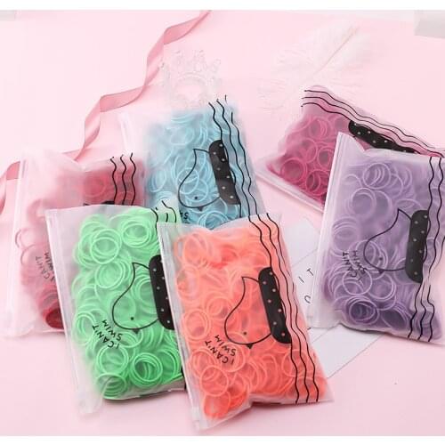 100pcs/Set Cute Girls Colorful Thin Nylon Hair Tie Kids Hair Rubber Bands Ponytail Holder Headwear Fashion Hair Rope Accessories