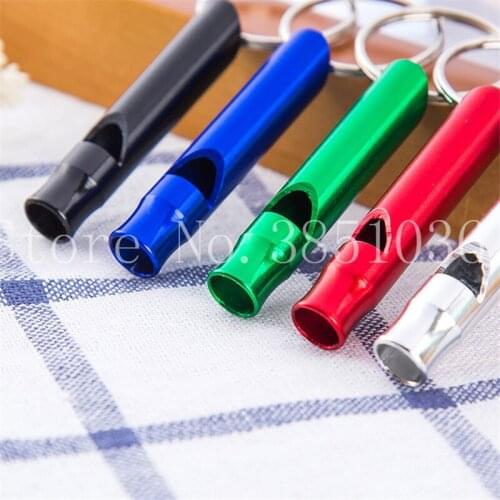 100 PCS/Lot Mini Aluminum Alloy Whistle Keyring Keychain For Outdoor Emergency Survival Safety Sport Camping Hunting