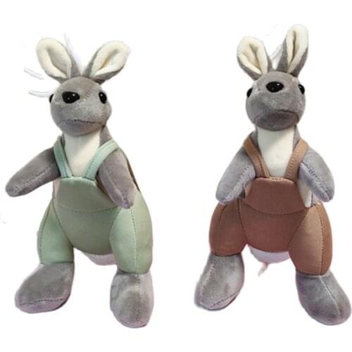 12pcs/lot 15cm High Quality Cute Strap Kangaroo Keychain Doll Cartoon Animal Plush Toy Pendant Gifts