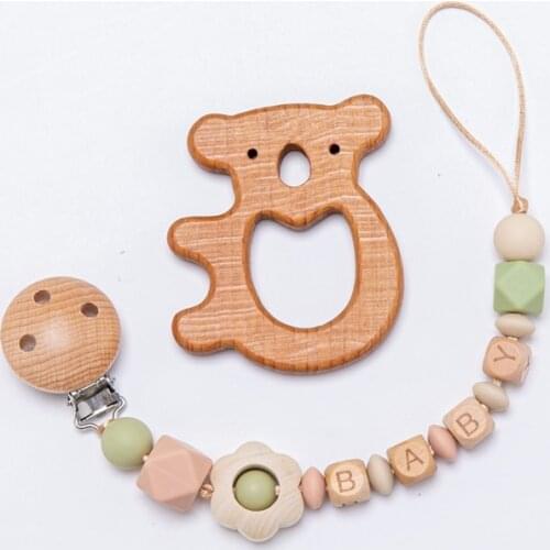 2PC Personalized Name Pacifier Chain Handmade Silicone Safe Teething Chain Baby Teether Eco-friendly Pacifier Clip Nipple Holder