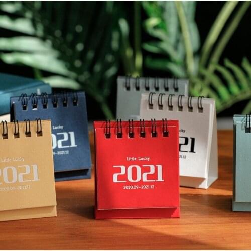 2021 Simple Solid color Black White Grey Series Mini Desktop Calendar Dual Daily Schedule Table Planner Yearly Agenda Office
