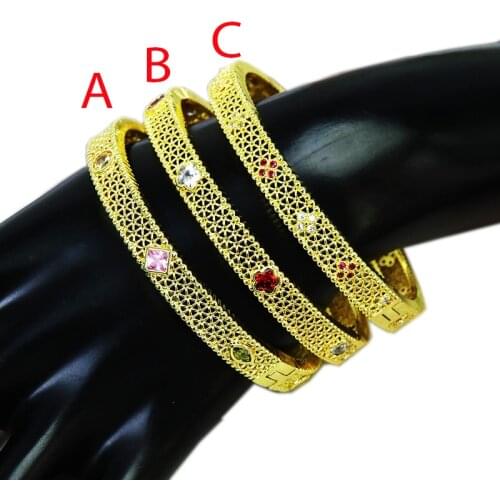 5 Pcs Elegant Hollow bangle zircon Gold color bangle Metal bangle jewelry fashion bangle for women jewelry Bangle 51437
