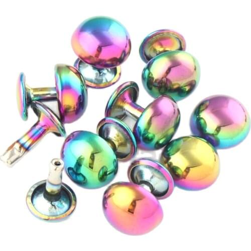 50sets/lot 14*12mm rainbow color Vacuum plating Double Cap Rivet For garment Scrapbooking belt bag decoration accessories