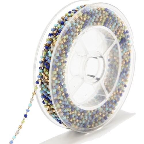 8 meters Miyuki Seed Glass Bead Chain 1.8mm Stainless Steel Satellite Beaded Tiny Chain For Necklace Anklet Bracelet Making