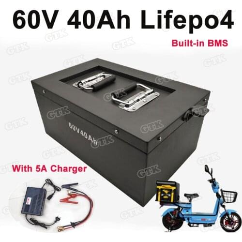 Powerful 60V lifepo4 battery pack 60v 40ah steel box battery for 2500w motor power electric fishing boat solar system+5A Charger