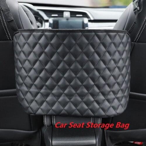 Car Storage Large Capacity Handbag Holder Net Elastic PU Leather Between Car Seat Organizer Back Storage Bag Luggage Net Pocket