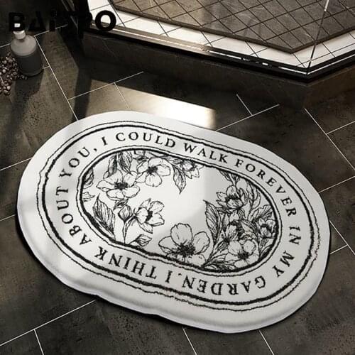 BAISPO Cozy and Breathable Non-Slip Bath Mat Printing Pattern Absorbent Door Mat Living Room Soft Carpet Household Floor Mat
