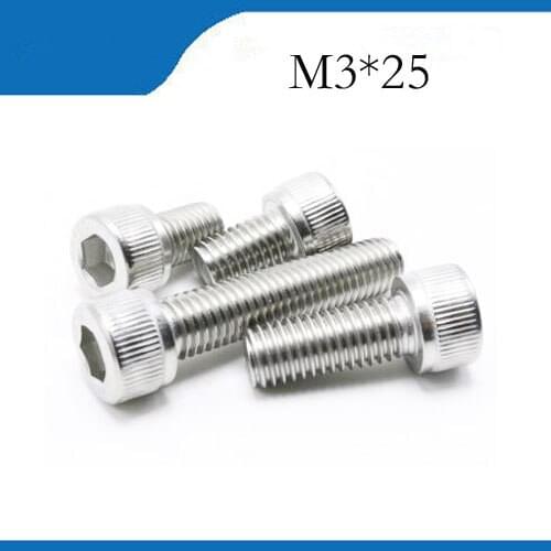 Free shipping M3*25 100pcs 304stainless steel hexagon socket head cap screw,DIN912 high quality bolt stainless nails,revet,bolts