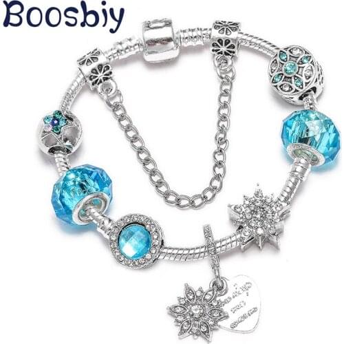 Boosbiy DIY Crystal Star Charm Bracelet With Classical Snake Chain Fine Bracelet For Women Wedding Jewelry Gift Dropshipping