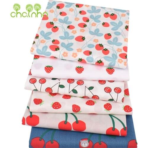 Chainho,Printed Twill Cotton Fabric,Red Fruit Series,Patchwork Cloth For DIY Sewing Quilting Baby & Childrens Bedding Material