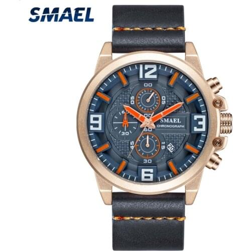SMAEL New Men Watches Top Luxury Brand Mens Watch Fashion Sport Quartz Wristwatch Military Chronograph Waterproof Male Clock