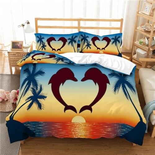 Home Textile Luxury 3D Dolphin Print 2/3Pcs Comfortable Duvet Cover PillowCase Bedding Sets Queen and King EU/US/AU Size