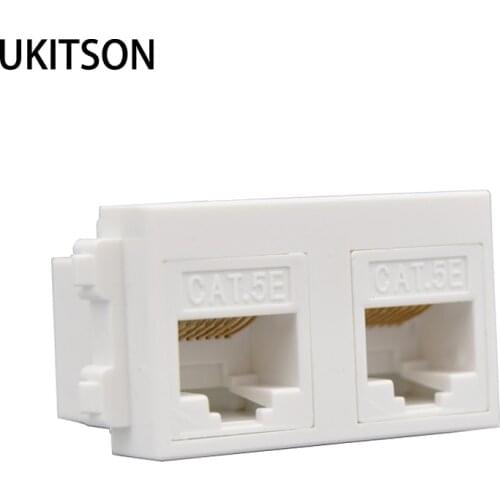Double Socket CAT5e RJ45 Female To Female Extender Plug 23x36mm For LAN Ethernet Connection