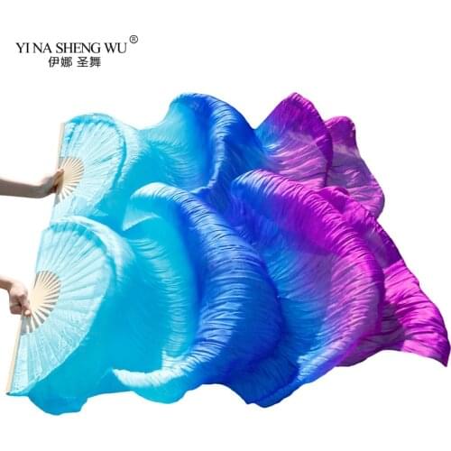 Belly Dance Veil Fans 100% Real/Imitation Silk Fan Bamboo Ribs Handmade Dyed Performance Fan Belly Dance Silk Chinese Fans New
