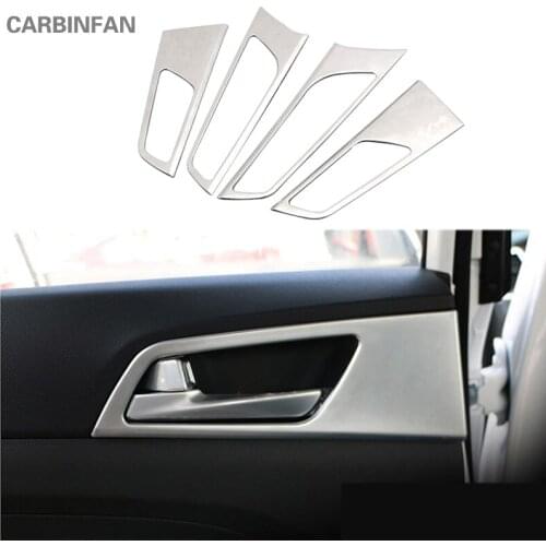 Stainless Steel Chrome Side Door Handle Cover Armrest Bezel Trim Interior Styling For Hyundai Tucson TL 2015 2016 2017 2018 C585