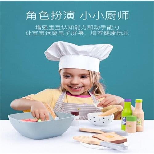 Pretend Play Wooden Kitchen Toys Set Educational Toys For Kids Items Salad Toaster Waffle Girls Gift Kitchen Toys