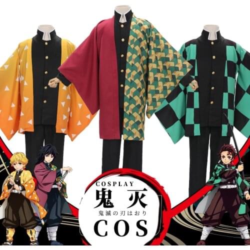 Anime Demon Slayer Kimetsu no Yaiba Cosplay Costume Kamado Tanjirou Agatsuma Zenitsu Tomioka Giyuu Haori Cape Cloak Uniforms