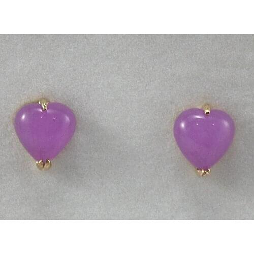 Beautiful 10mm purple heart jade cute earrings