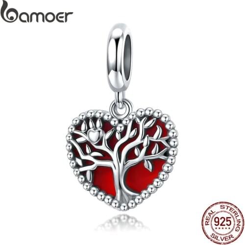 Bamoer 2020 925 Sterling Silver Pendant Charm fit Original Tree of Life Bracelet Necklace DIY Fine Jewelry Accessories SCC155