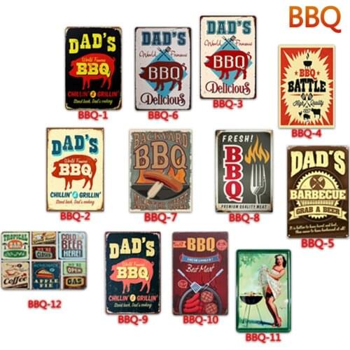 BBQ Metal Tin Sign Barbecue Wall Art Signs For Pub Bar Decoration Tin Sign Shabby Chic Home Decor Plaque Wall Art Man Cave