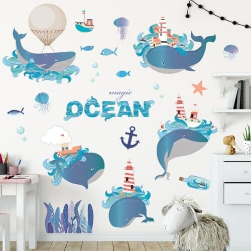 Cartoon Fish pvc Wall Sticker Kids Room Nursery Home Decor Picture Adhesive Poster Wallpaper