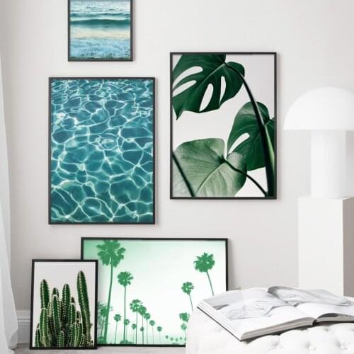 Aloe Monstera Coconut Sea Wall Art Print Canvas Painting Nordic Canvas Poster And Prints Wall Pictures For Living Room Decor