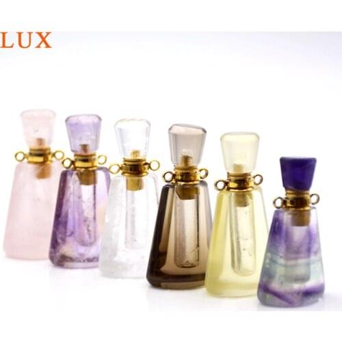 Natural gems stone Essential Oil Diffuser citrines amethysts fluorite quartz Perfume Bottle Pendants jewelry charm for necklace