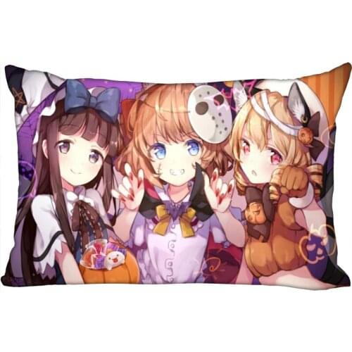 Halloween Anime Girl Pillowcase Satin Fabric Pillow Cover Rectangle Zipper Pillow Cases Home Office Wedding Gothic Decorative