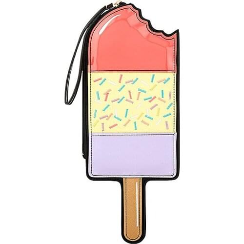 Womens 2016 New Street Fashion Designer Quirky Cool Funny Unique Cute ice cream Day Clutch Wallet Purse NOVELTY CLUTCH BAG