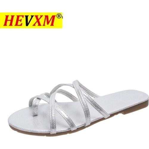 2021 New Style WomenS Shoes Golden Strappy Flat-Bottomed Fashion Sandals WomenS Flip Flops Low Heel WomenS Shoes Slippers