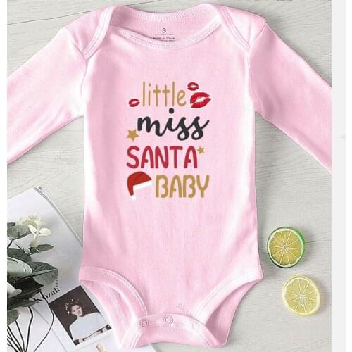 Infant Clothing Girl Winter Clothes Kids Outfit Baby christmas costume Little Miss Santa Baby Printing Romper for Newborns