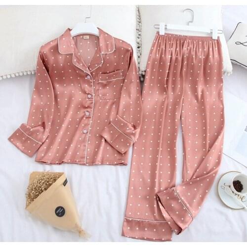 Lisacmvpnel Long Sleeve Pajamas Autumn Ice Silk Long Sleeve Trousers Suit Printing Fashion Pyjamas Set