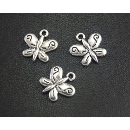 50pcs Silver Color Created For You Butterfly Charm Handmade Pendants Jewelry Findings 13x13mm A1985