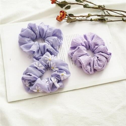 8 style Purple Series Korea Silk Hair Scrunchie Elastic Hair Bands Chiffon Women Girls Headwear Ponytail Holder Hair Accessories